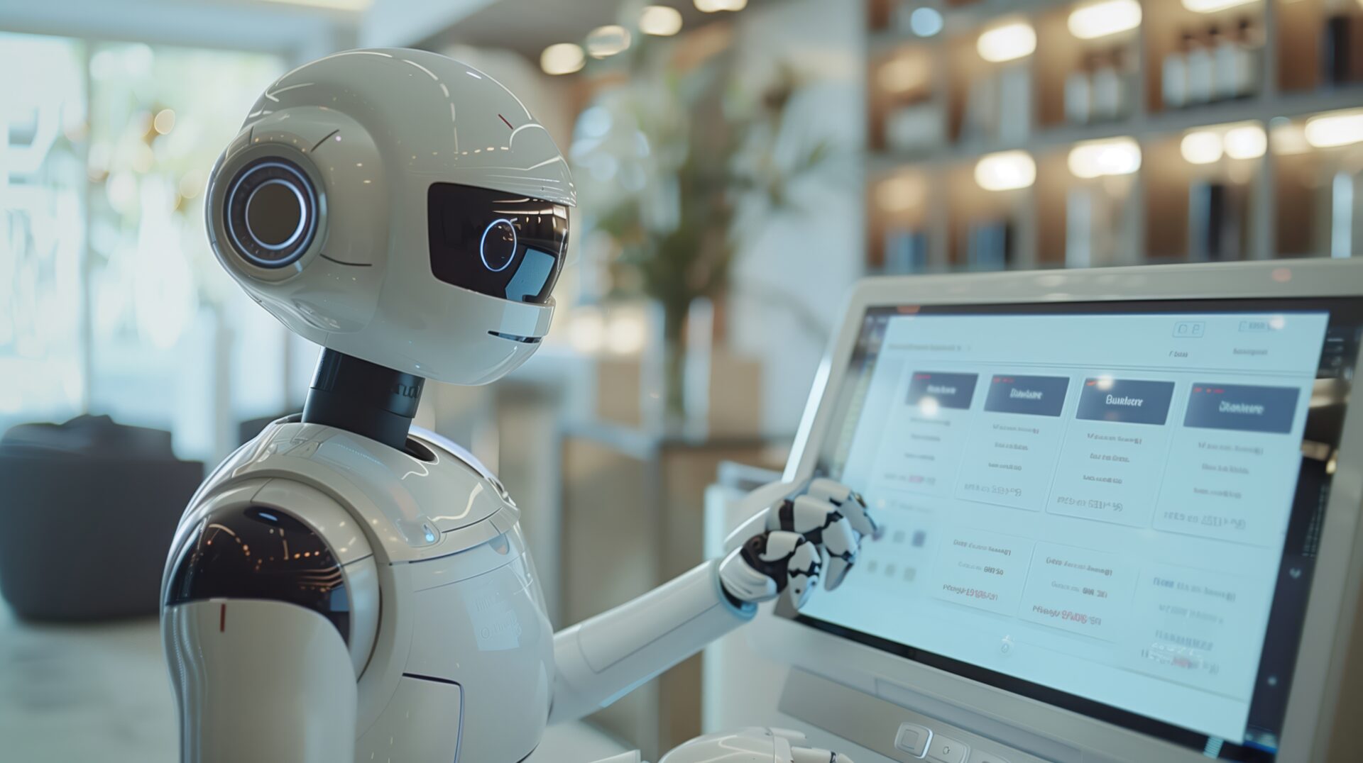 vecteezy photorealistic robot interacting with touchscreen in modern 49461427